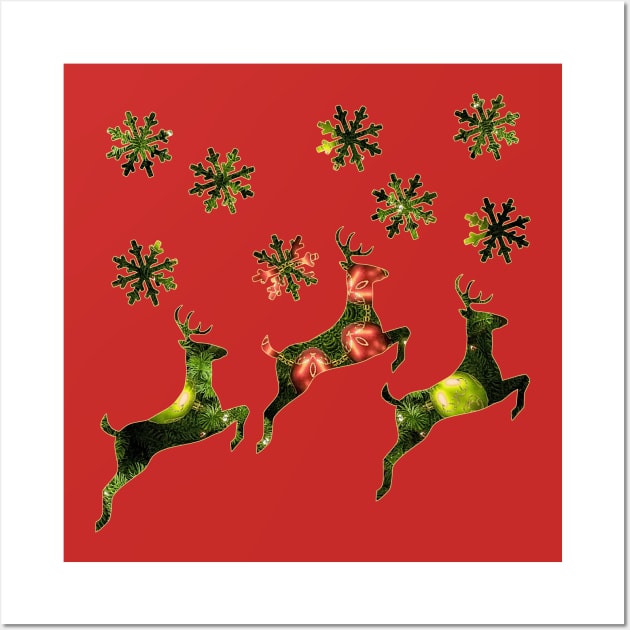 Christmas Decoration in Green and Red Wall Art by Mazz M